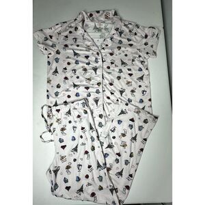 Cozy Couture Women’s Pajamas Set Cupcakes Croissants Print Size L